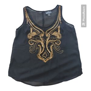 Very Sheer and beautiful sequins beaded sleeveless top for women Size M